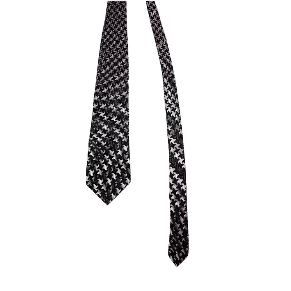 Nicole Miller Tie Men's 100% Silk Black Pink Geometric Abstract Necktie Classic